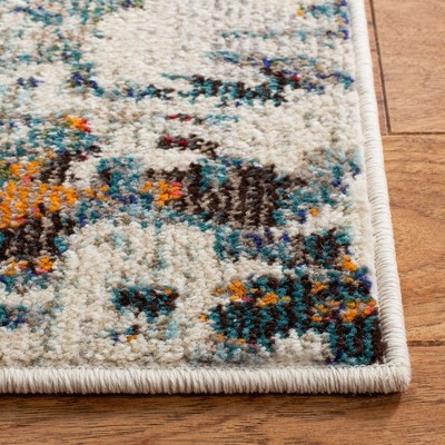 Grey/Blue Synthetic 3' Square Hand-Knotted Easy Care Rug