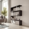 HomeRoots 67" Espresso And Silver Metal and Wood Three Tier Etagere Bookcase - 2 of 4