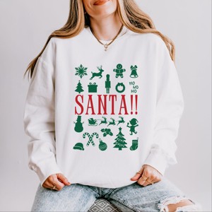 Santa Christmas Icons - Womens Lightweight Garment Dyed Sweatshirt - 1 of 3