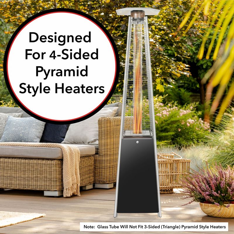 Casafield 49.5" Tall Quartz Glass Tube Replacement for 4-Sided Pyramid Style Outdoor Patio Heaters, 4 of 8