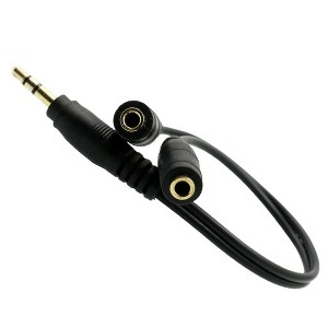 Sanoxy 6" 1 Male to 2 Female Gold Plated 3.5mm Audio Y Splitter Headphone Cable Black - 1 of 2