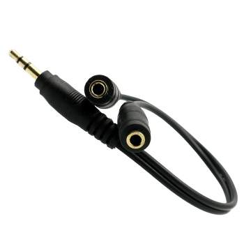 Sanoxy 6" 1 Male to 2 Female Gold Plated 3.5mm Audio Y Splitter Headphone Cable Black
