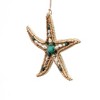 NAYSAYE Wooden and Shell Beaded Starfish Ornament Brown and Blue for Holiday Coastal Home Festival Decor, Brown, 5"*0.3"*5" - 4 of 4