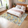 Modern Living Room Rug, Washable Floral Print Floor Cover, Low Pile Non-Slip Indoor Mat, Stain-Resistant Accent Carpet for Bedroom, Office - 4 of 4