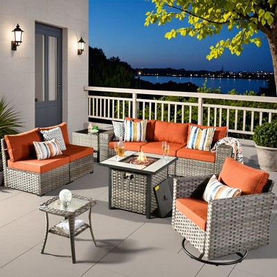 XIZZI Premium Outdoor Swivel Chair Sofa Set in 7 Colors, Modular Patio Seating with Swivel Chairs, Add-Ons Like Coffee Table and Fire Pit