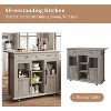 41" Movable Kitchen Island Cart with Storage, 2 Glass Cabinets & 2 Drawers, Foldable Wood Drop Leaf, 3 Shelves & Towel Bar for Kitchen - 3 of 4