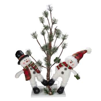 Northlight 34" Snowmen Friends With Pre-Lit LED Pine Tree Christmas Tabletop Decor