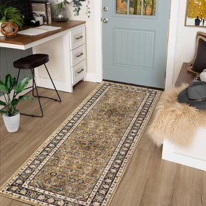Vintage Rug Living Room Rug Floral Print Bedroom Rug Soft Non-Slip Low Pile Area Rug - 1 of 4