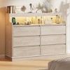 6-Drawer LED Dresser w/ Charging Station, Modern Storage Cabinet, Oak MDF Frame - 2 of 4