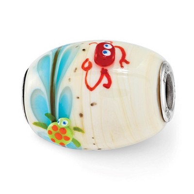 Black Bow Jewelry Fenton Sterling Silver Sea Life Catchn A Wave Glass Bead Charm