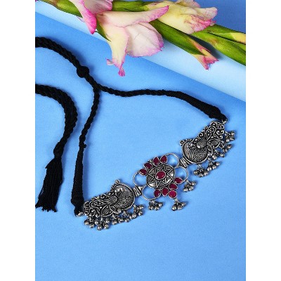SOHI Women's Antique Silver The Taraash Choker Necklace