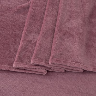 Queen Rose Velvet Plush Microfiber Deep Pocket Sheet Set