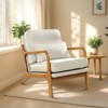VEVOR Accent Chair, Mid Century Modern Armchair with Solid Wood Frame and Non-Slip Legs, Upholstered Leisure Chair with Linen Fabric, Beige - 2 of 4
