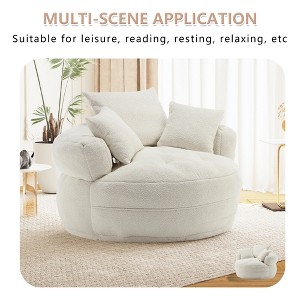MOONMISS Oversized Barrel Accent Chairs, Round Lazy Sofa with 3 Pillows, Comfy Armchair with Thick Base for Living Room, Bedroom, Apartment£¬Beige - 1 of 4