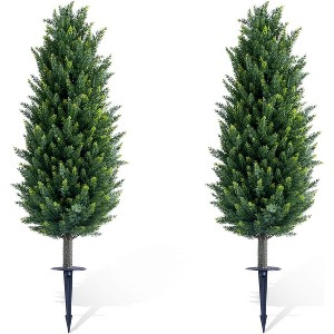 Artificial Topiary Trees, Metal Ground Spikes, UV-Resistant, Easy Install, Indoor/Outdoor Garden Patio Decor - 1 of 4