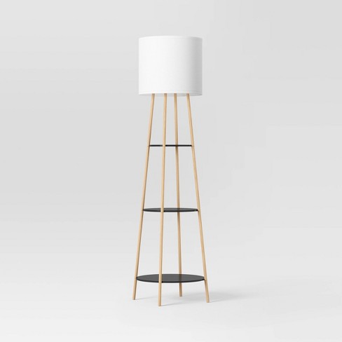 Tall lamp with clearance shelves