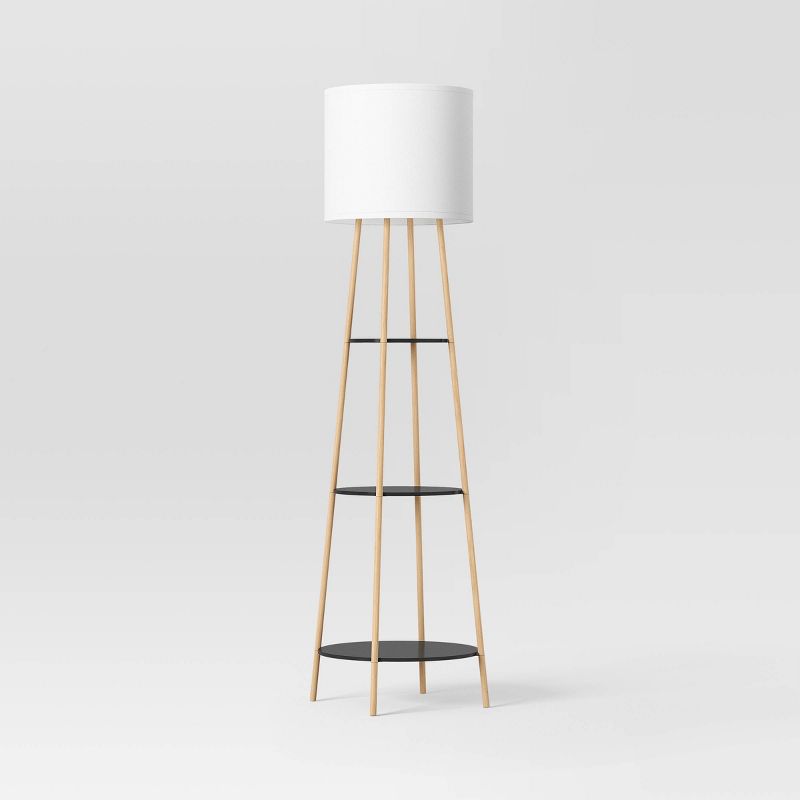 Shelf Floor Lamp Black/Natural - Threshold™, 1 of 12
