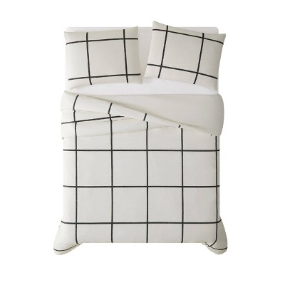 Modern White and Black Cotton Twin XL Sham Set