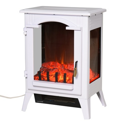 Homcom Electric Fireplace Heater, Fireplace Stove With Realistic Led Flames  And Logs, Remote Control And Overheating Protection, 750w/1500w, White :  Target