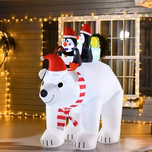YOOCOZZ Playful Christmas Yard Decoration - 7 ft Polar Bear and Penguins Christmas Inflatable, LED Lighted Outdoor Holiday Blow Up Yard Decoration - 1 of 4
