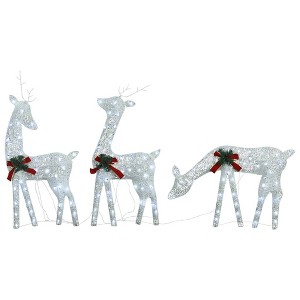vidaXL Christmas Decoration Reindeer Family Christmas Lighting with LEDs Mesh - White 3 - 1 of 4