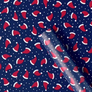 30" 50 sq ft Christmas Roll Wrap Santa Hats on Navy - Wondershop™ - 1 of 3