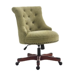 Sinclair Office Chair Dark Walnut Wood Base Green - Linon