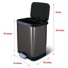Glad Step Trash Can, Soft Close Lid Bin with Odor Protection, 13 Gallon, Pewter - 2 of 4