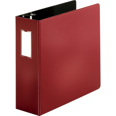 Business Source D-Ring Binder w/Label Holder Hvy-Dty 4" Burgundy 33118