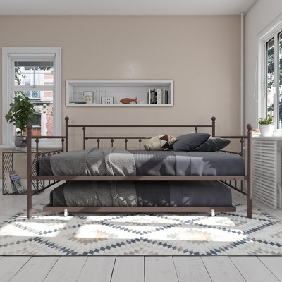 Bronze Metal Queen Daybed with Trundle and Slats