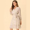 Allegra K Women's Boho Floral V Neck Tie Waist Long Sleeve Chiffon Wrap Midi Dress - 2 of 4