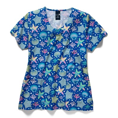 Zoe and Chloe Zoe+Chloe Performance V-Neck Print Scrub Top