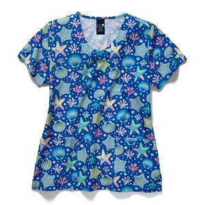 Zoe and Chloe Zoe+Chloe Performance V-Neck Print Scrub Top - 1 of 1