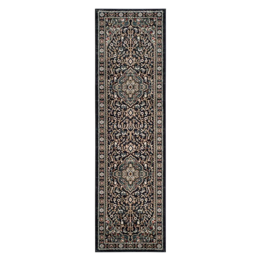 2'3inx8' Runner Medallion Loomed Anthracite/Teal - Safavieh