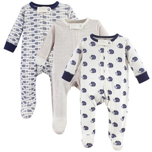 Touched By Nature Baby Boy Organic Cotton Zipper Sleep And Play 3pk ...