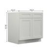 Shaker Dove Kitchen Base Cabinet with 2 Doors & 2 Drawers, Soft-Close, Plywood & MDF for Kitchen & Dining - 2 of 4