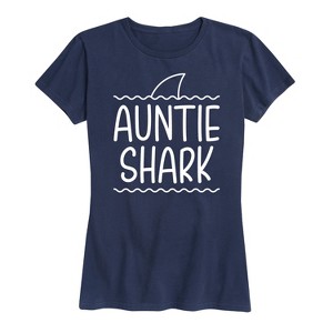 Women's - Instant Message - Auntie Shark Short Sleeve Graphic T-Shirt - 1 of 4