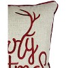 Gulches "Merry Christmas & Happy New Year" Throw Pillow,20x20 Linen Look with Gold Accents & Insert,Mantel Decor with Holly & Bells - 3 of 4