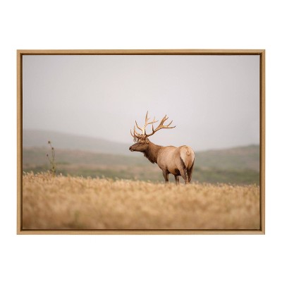 Large Natural Framed Canvas Elk Print for Nursery