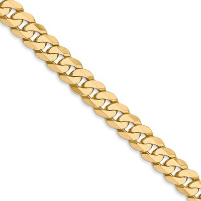 Black Bow Jewelry Men's 6.25mm 14k Yellow Gold Solid Beveled Curb Chain Necklace