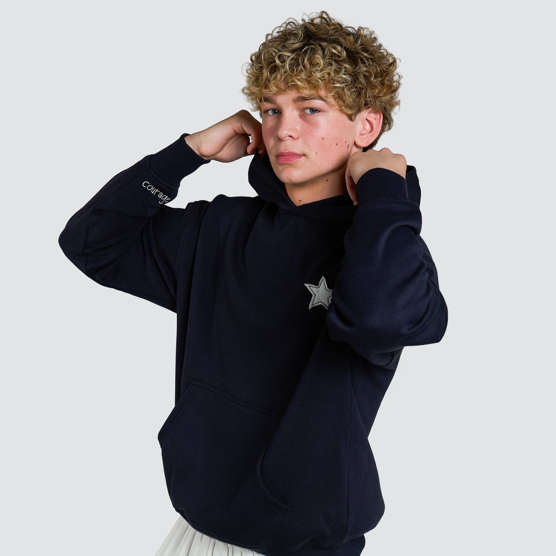 Kids' Oversized Fleece Hoodie NVRKNW by Kaido - Black Wash L