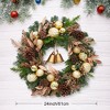 24" Pre-Lit Christmas Wreath for Front Door, Artificial Christmas Wreath with Lights, Xmas Wreath with Pine Cones, Berries, Ball Ornaments and Bells - 2 of 4