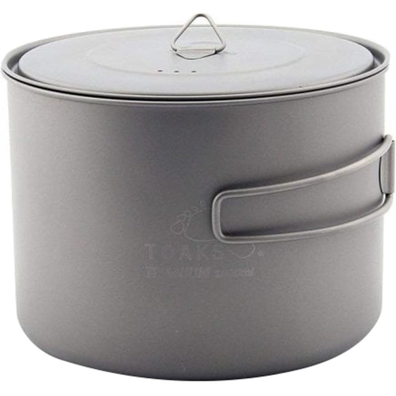 TOAKS 1600ml Ultralight Titanium Camping Cook Pot with Foldable Handles and Lid, 1 of 5