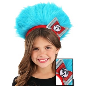 HalloweenCostumes.com    Dr. Seuss Cat in the Hat Thing 1 & Thing 2 Costume Fuzzy Headband, Red/Blue - 1 of 4