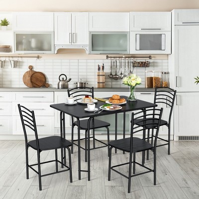 Black Steel Frame 5-Piece Modern Dining Set