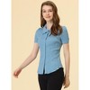 INSPIRE CHIC Women's Sweet Ruffle Trim Peter Pan Collar Button-Down Shirt - 3 of 4