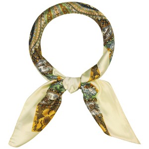 Elerevyo Women's Satin Large Paisley Symmetric Silk Square Scarf Head Wrap Bandanas 35.4" X 35.4" - 1 of 4