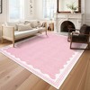 Modern Washable Area Rug for Living Room, Bordered Print Floor Rug with Non Slip Backing, Low Pile Stain Resistant Indoor Carpet for Bedroom - 3 of 4