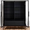 51.2'' Tall Lighted Display Cabinet, Modern LED Curio with Tempered Glass Door,Metal Legs,Accent Cabinet with Adjustable Shelves,Storage Drawers - 4 of 4