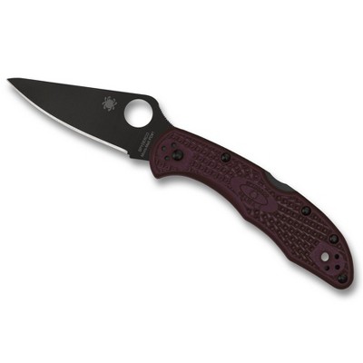 Spyderco Delica 4 Lightweight Folding Pocket Knife with 2.9" Micro-Melt PD#1 Blade | Get a Non-Slip Grip with the Bi-Directional FRN Handle, Burgundy